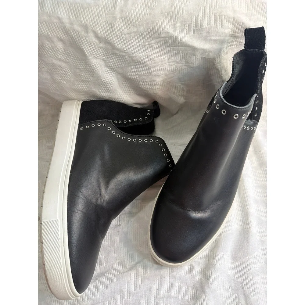 Chelsea & Violet Women's Black Studded Slip On Sneaker Ankle Boots Size 8.5